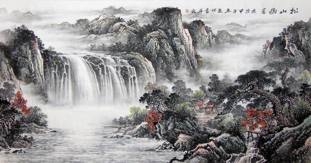 Chute-d'eau-peinture-chinoise