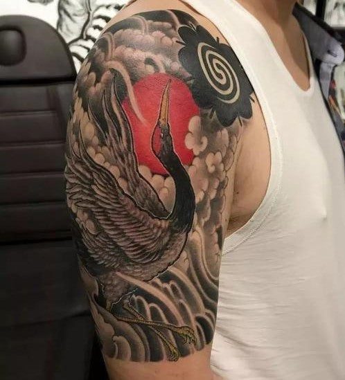 tatouage chinois de grue